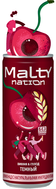 Банка Maltynation с вишней и персонажем